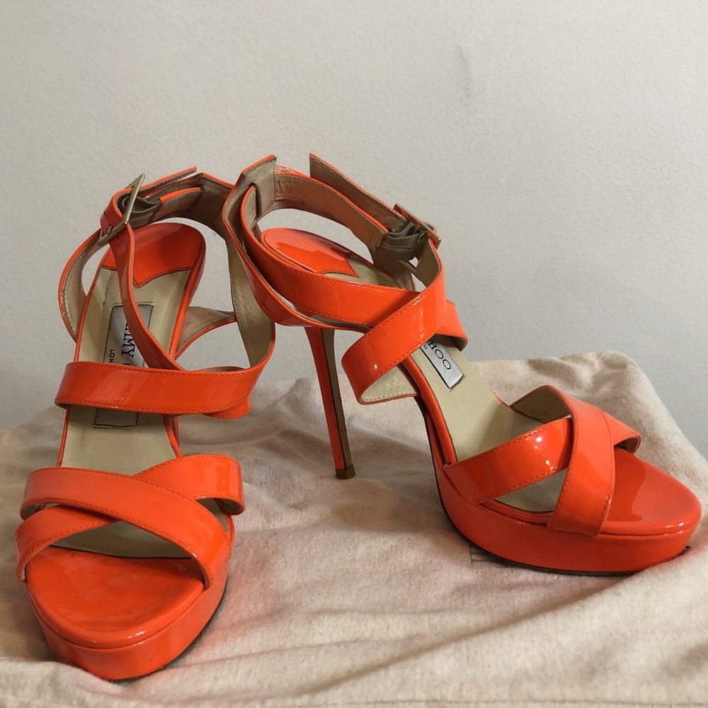 Jimmy Choo Neon Orange Strappy Sandal